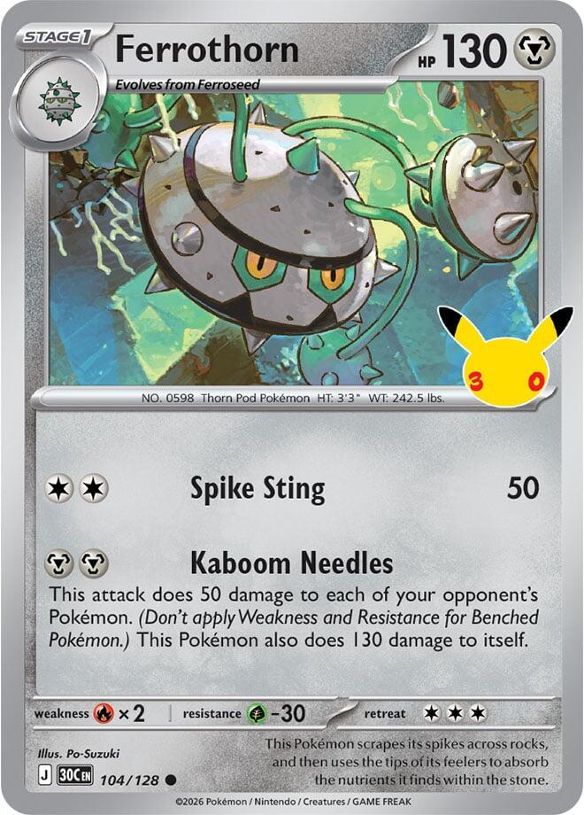 Ferrothorn 104/128 card from ME: 30th Celebration