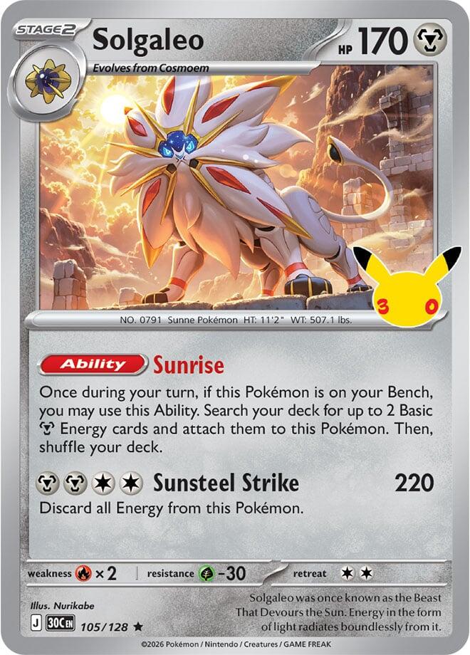 Solgaleo 105/128 card from ME: 30th Celebration