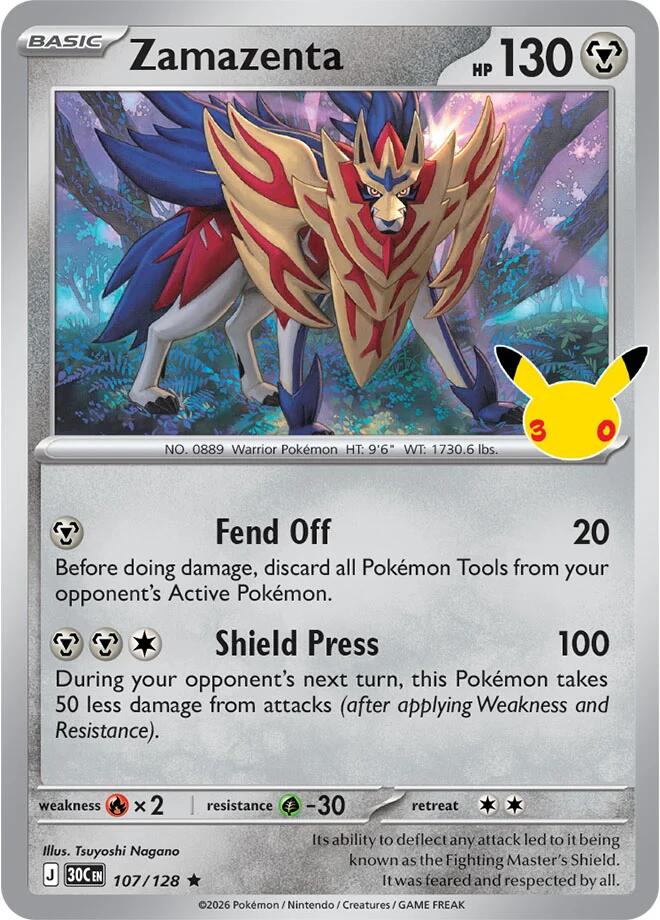 Zamazenta 107/128 card from ME: 30th Celebration