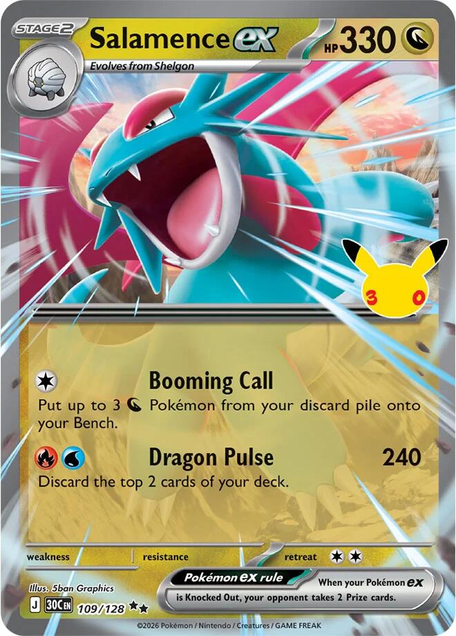 Salamence ex 109/128 card from ME: 30th Celebration