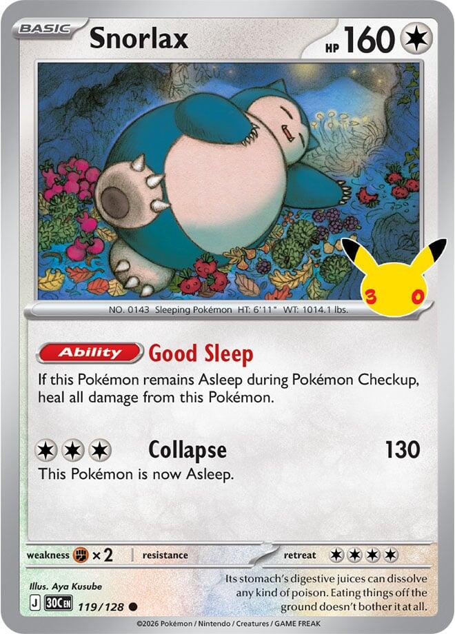Snorlax 119/128 card from ME: 30th Celebration