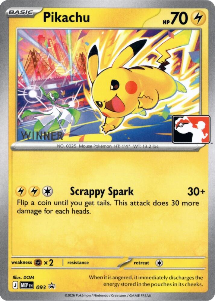 Pikachu (Winner) 093 card from ME: Mega Evolution Promo