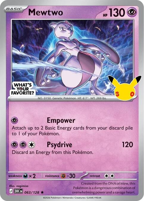 Mewtwo (What's Your Favorite Stamp) 063/128 card from Miscellaneous Cards & Products