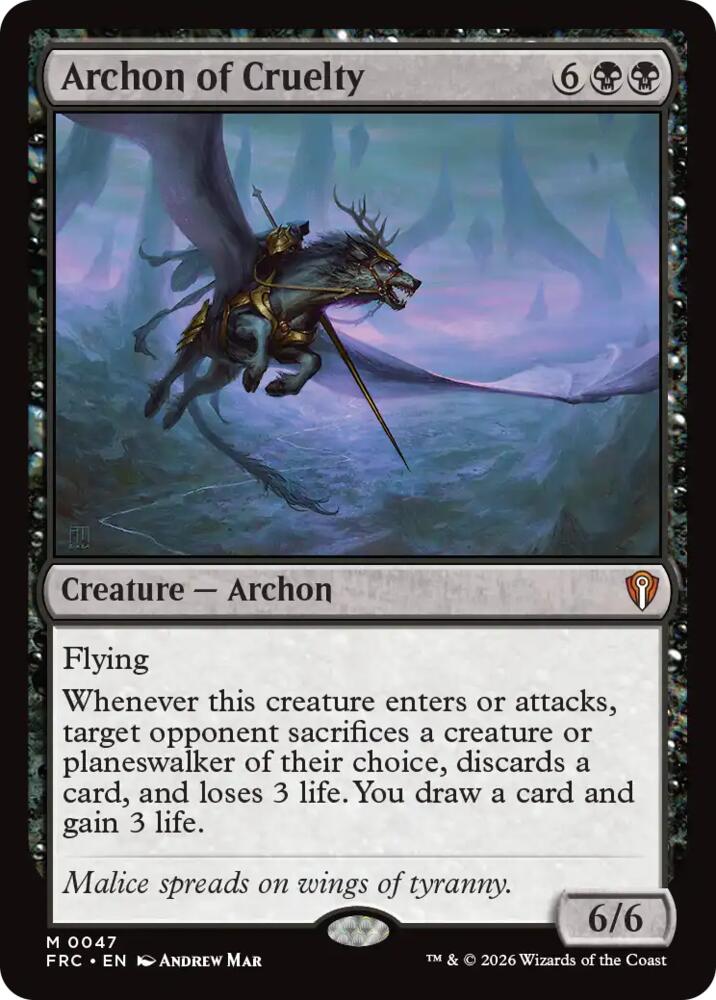 Archon of Cruelty 47 card from Commander: Reality Fracture