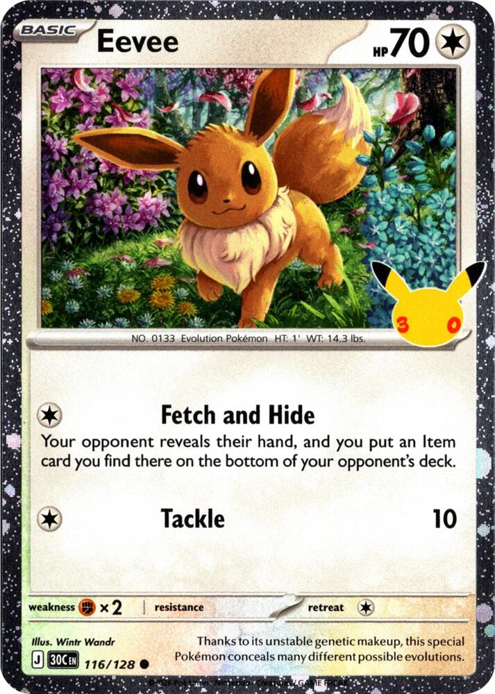 Eevee (30th Celebration) 116/128 card from Blister Exclusives
