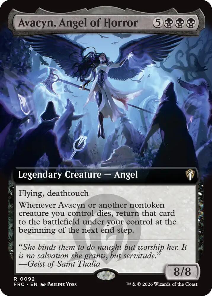 Avacyn, Angel of Horror (Extended Art) 92 card from Commander: Reality Fracture