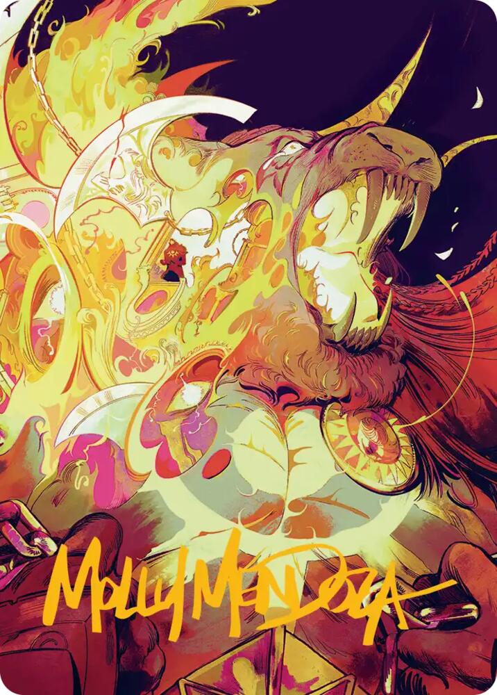 Ajani's Anguish Art Card (Gold-Stamped Signature) 48 card from Art Series: Reality Fracture