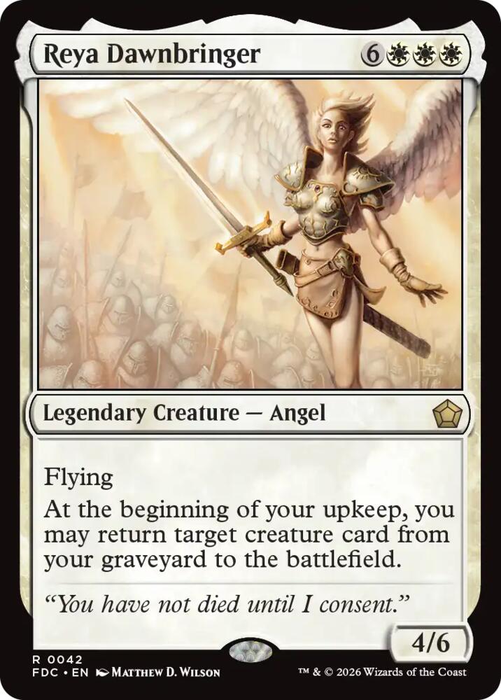 Reya Dawnbringer 42 card from Commander: Foundations