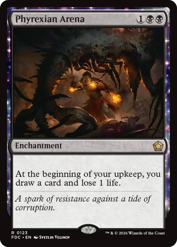 Phyrexian Arena 123 card from Commander: Foundations