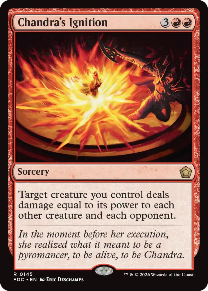 Chandra's Ignition 145 card from Commander: Foundations