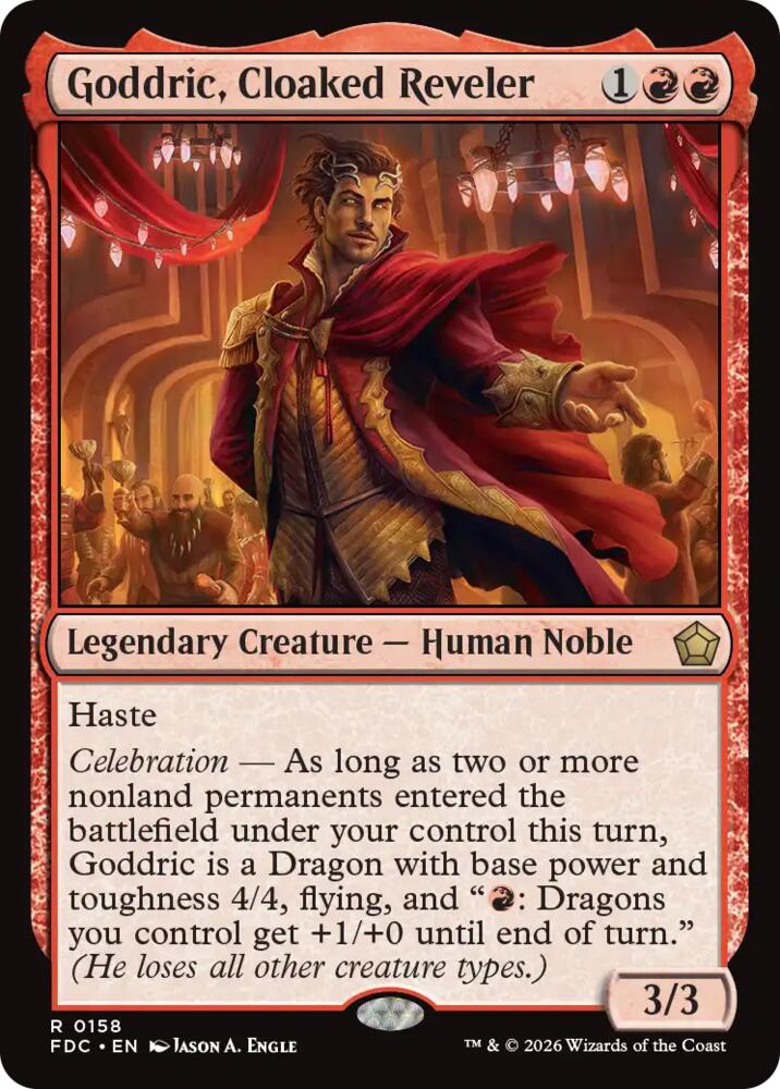 Goddric, Cloaked Reveler 158 card from Commander: Foundations
