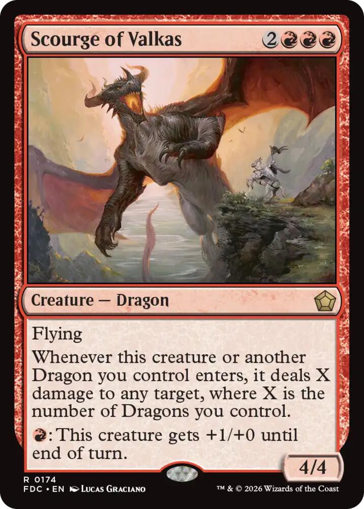 Scourge of Valkas 174 card from Commander: Foundations