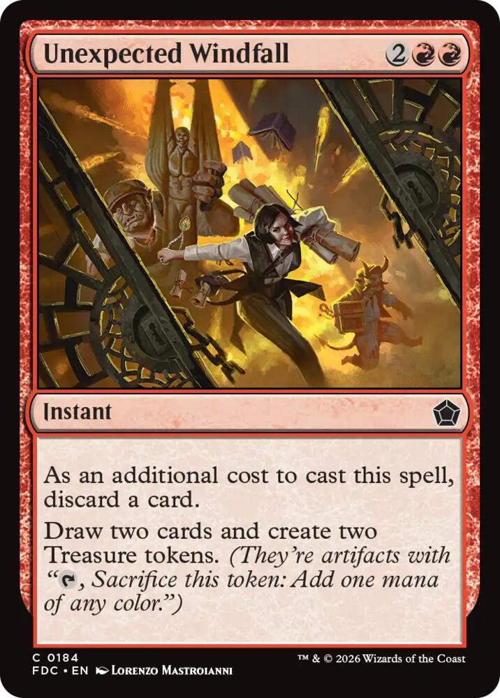 Unexpected Windfall 184 card from Commander: Foundations