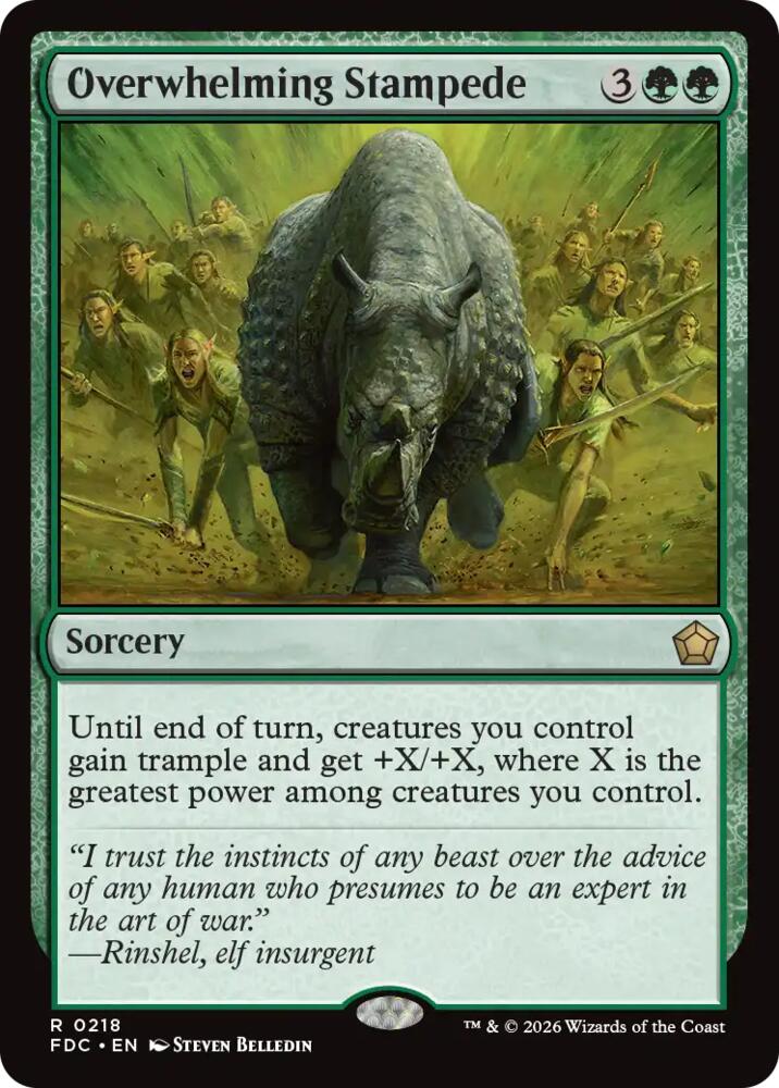 Overwhelming Stampede 218 card from Commander: Foundations