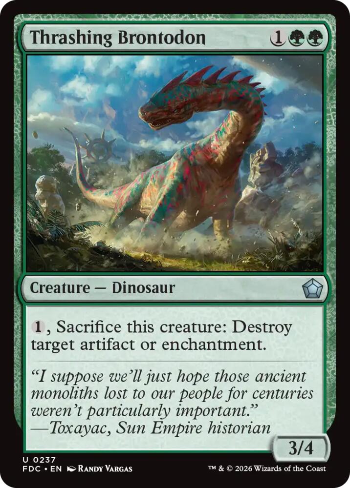 Thrashing Brontodon 237 card from Commander: Foundations