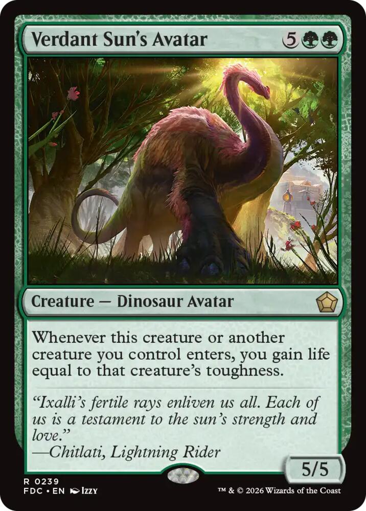Verdant Sun's Avatar 239 card from Commander: Foundations