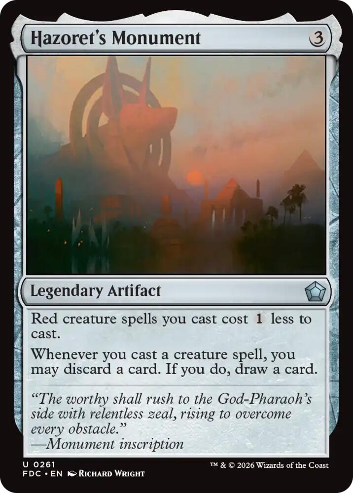 Hazoret's Monument 261 card from Commander: Foundations