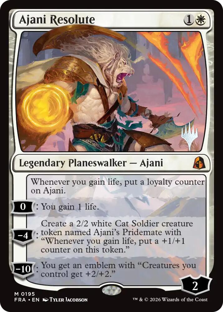 Ajani Resolute 195 card from Promo Pack: Reality Fracture