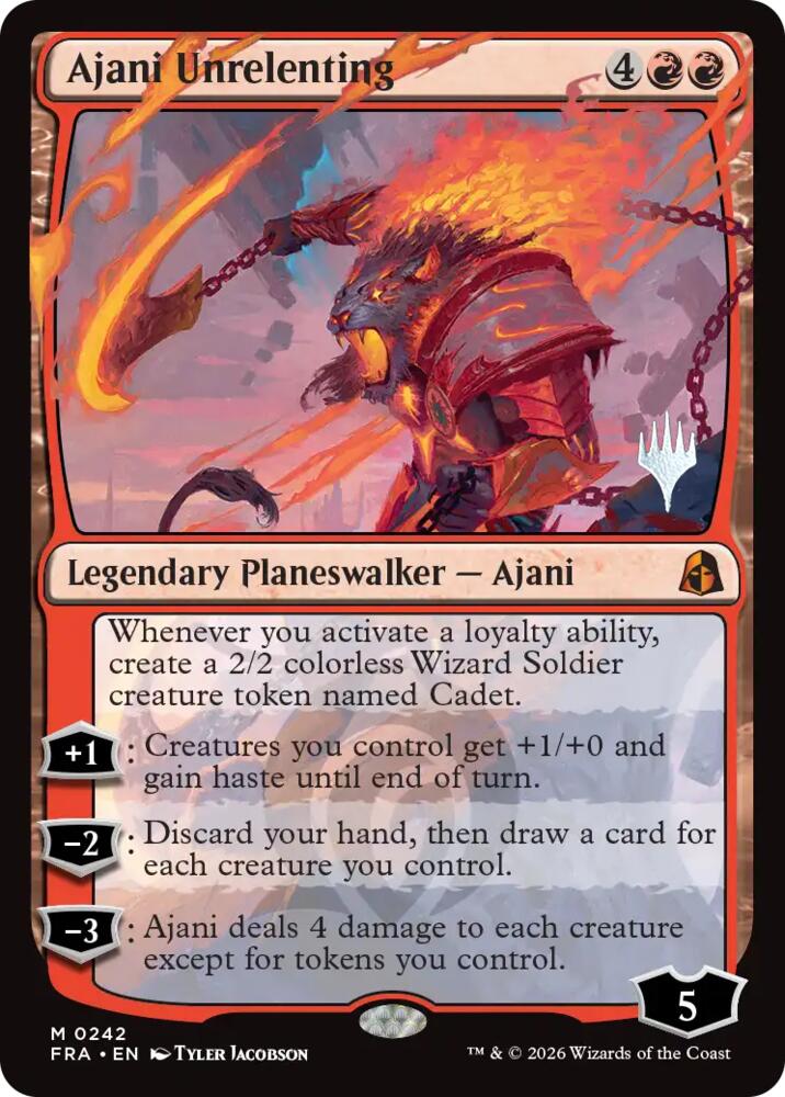 Ajani Unrelenting 242 card from Promo Pack: Reality Fracture