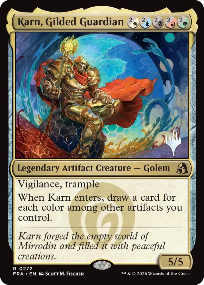 Karn, Gilded Guardian 272 card from Promo Pack: Reality Fracture