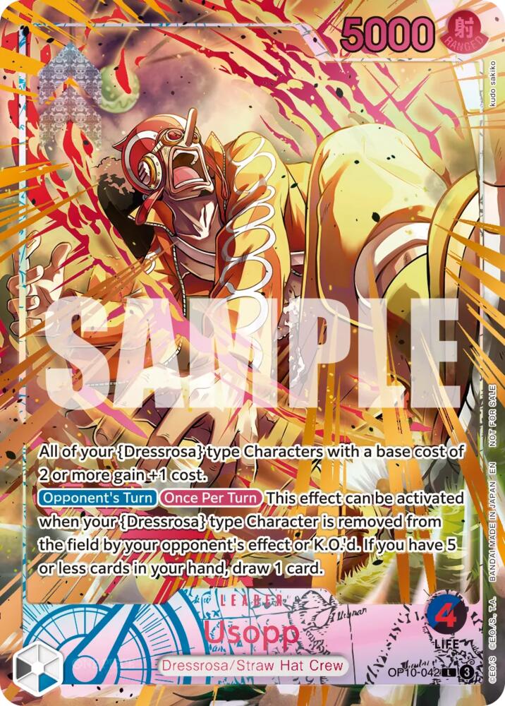 Usopp (Flame-Flame Fruit Coliseum) OP10-042 card from One Piece Promotion Cards