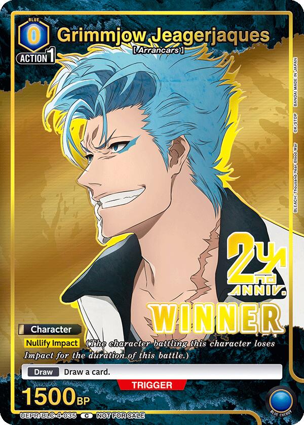 Grimmjow Jeagerjaques (Winner) UEPR/BLC-4-035 card from Union Arena Promotion Cards