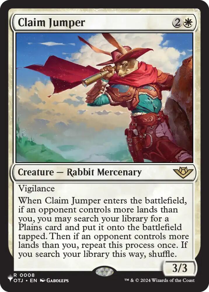 Claim Jumper 8 card from The List Reprints