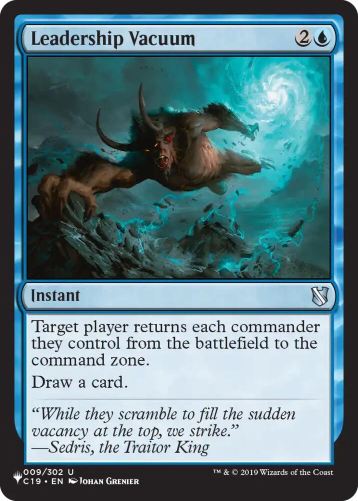 Leadership Vacuum 9 card from The List Reprints