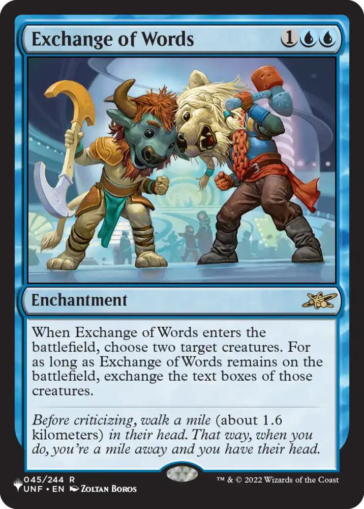 Exchange of Words 45 card from The List Reprints