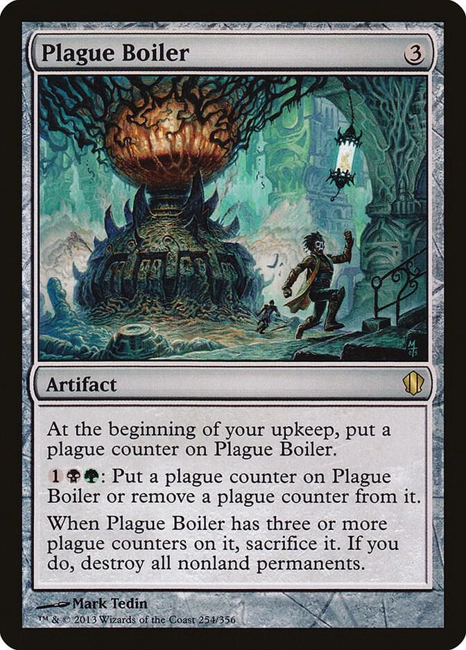 Plague Boiler 254 card from Commander 2013