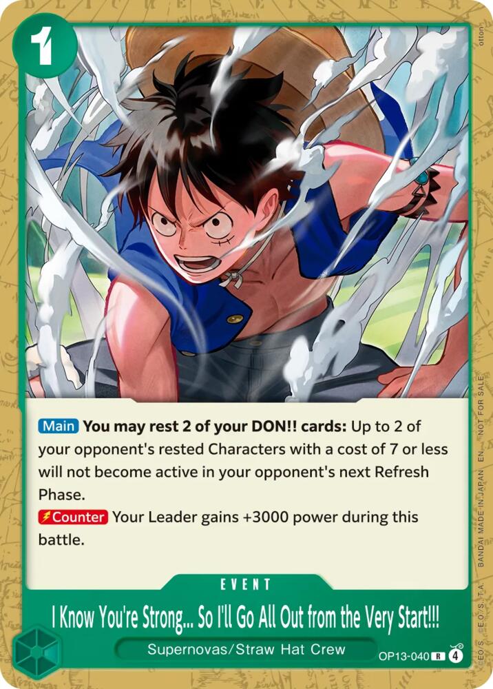I Know You're Strong... So I'll Go All Out from the Very Start!!! (Tournament Pack 2026 Vol. 4) OP13-040 card from One Piece Promotion Cards