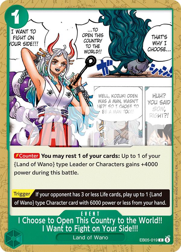 I Choose to Open This Country to the World!! I Want to Fight on Your Side!!! EB05-019 card from Extra Booster: One Piece Heroines Edition Vol. 2