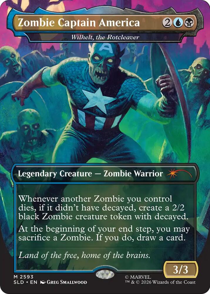 Zombie Captain America - Wilhelt, the Rotcleaver 2593 card from Secret Lair Drop Series