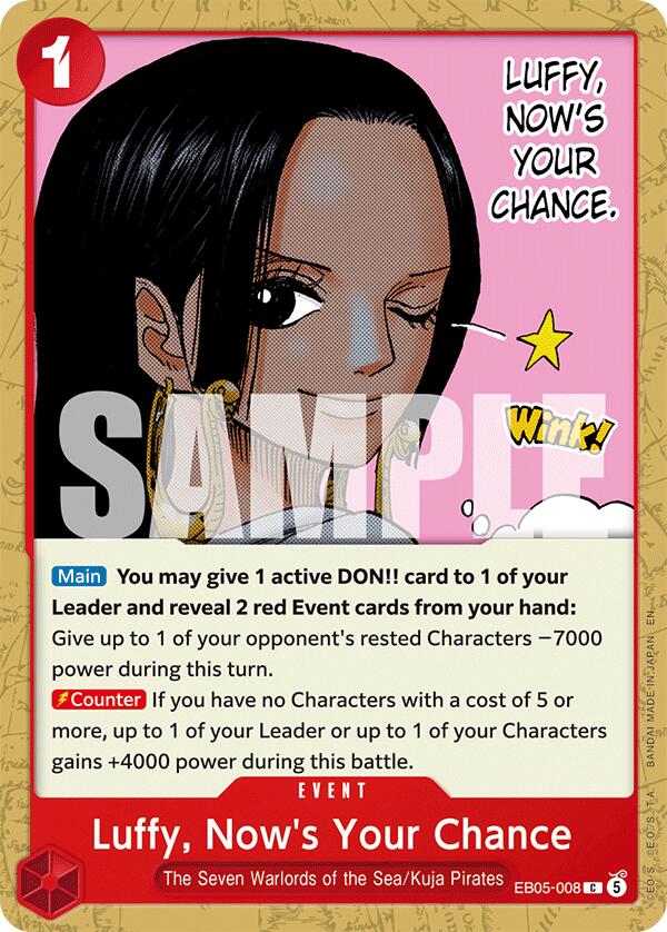 Luffy, Now's Your Chance EB05-008 card from Extra Booster: One Piece Heroines Edition Vol. 2