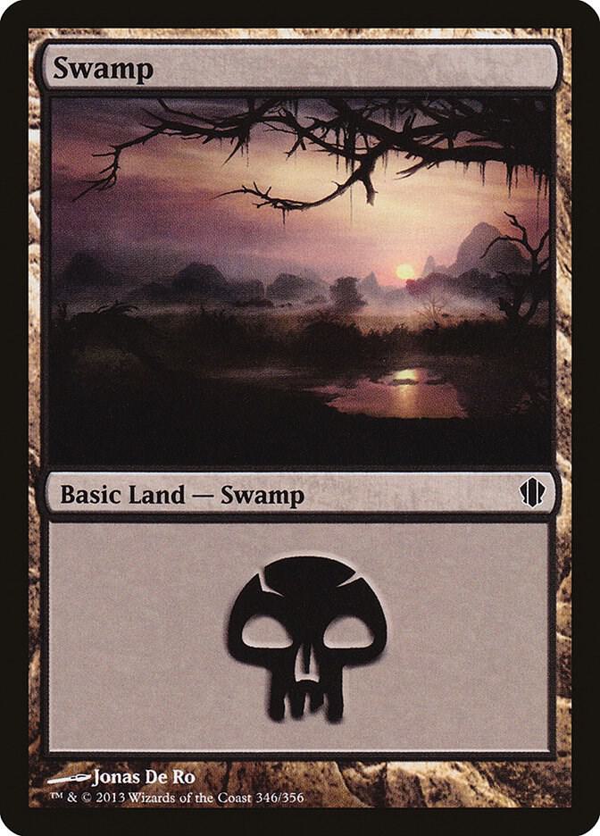 Swamp 346 card from Commander 2013