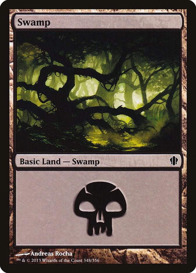 Swamp 348 card from Commander 2013
