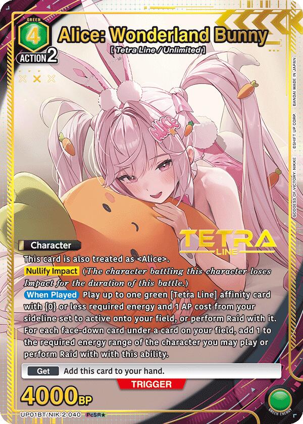 Alice: Wonderland Bunny (PcSR*) UP01BT/NIK-2-040 card from UP01BT: GODDESS OF VICTORY: NIKKE Precious Booster