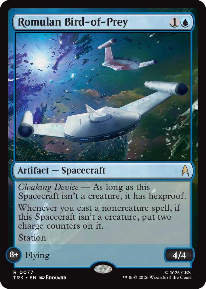 Romulan Bird-of-Prey 77 card from Star Trek