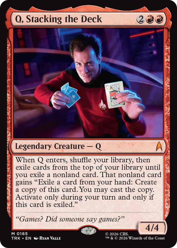 Q, Stacking the Deck 165 card from Star Trek