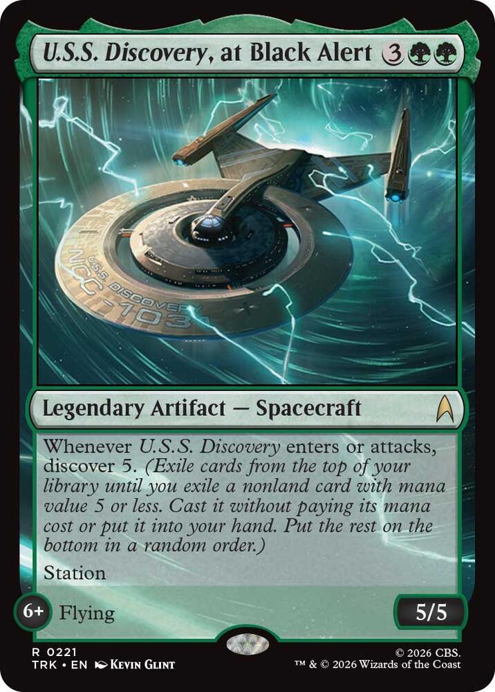U.S.S. Discovery, at Black Alert 221 card from Star Trek