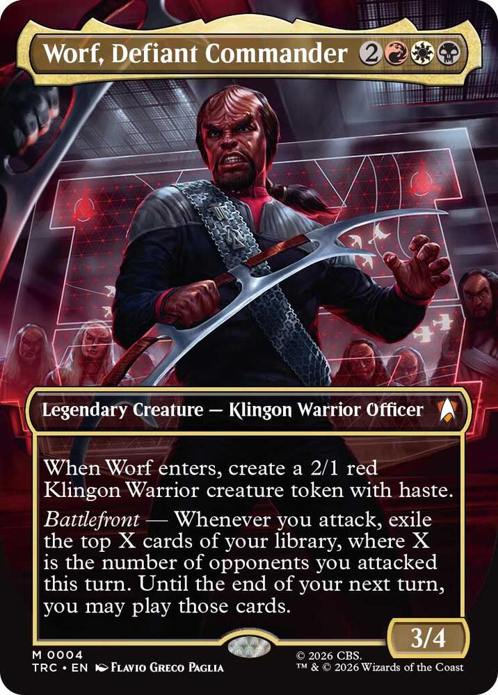Worf, Defiant Commander (Borderless) 4 card from Commander: Star Trek