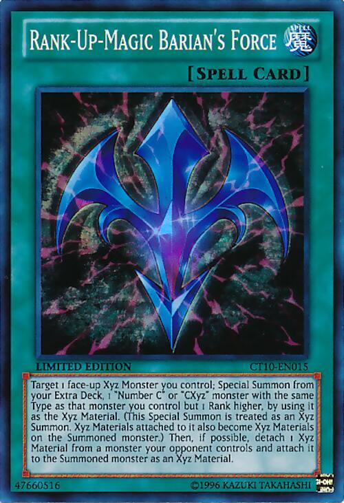 Rank-Up-Magic Barian's Force CT10-EN015 card from 2013 Collectors Tins