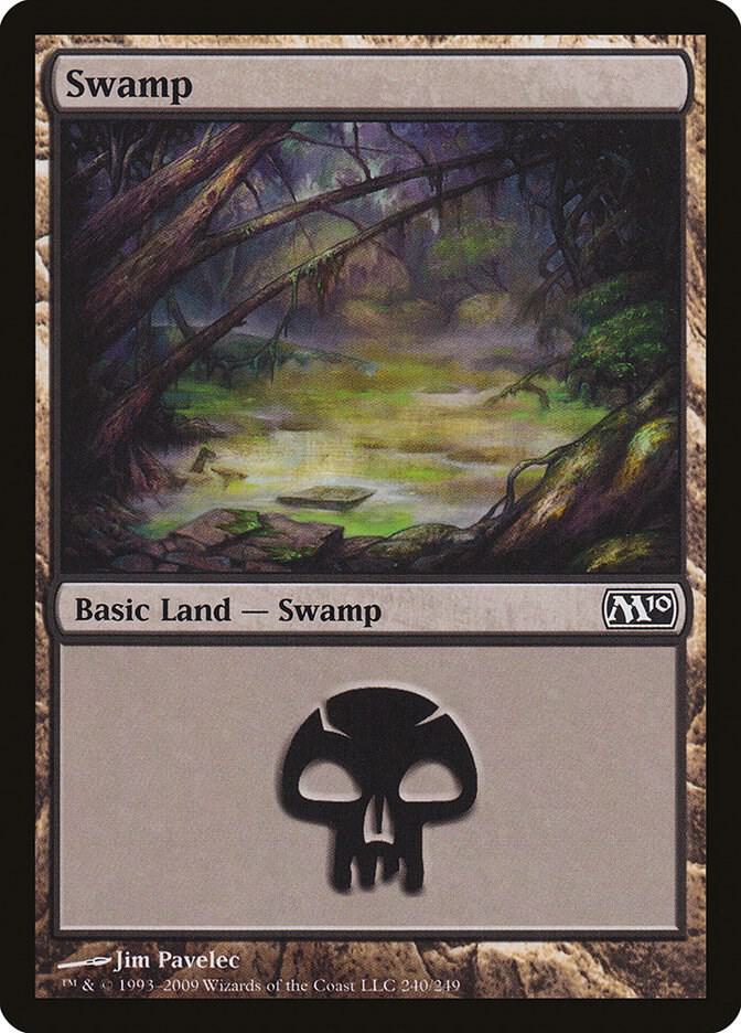Swamp 240 card from Magic 2010 (M10)