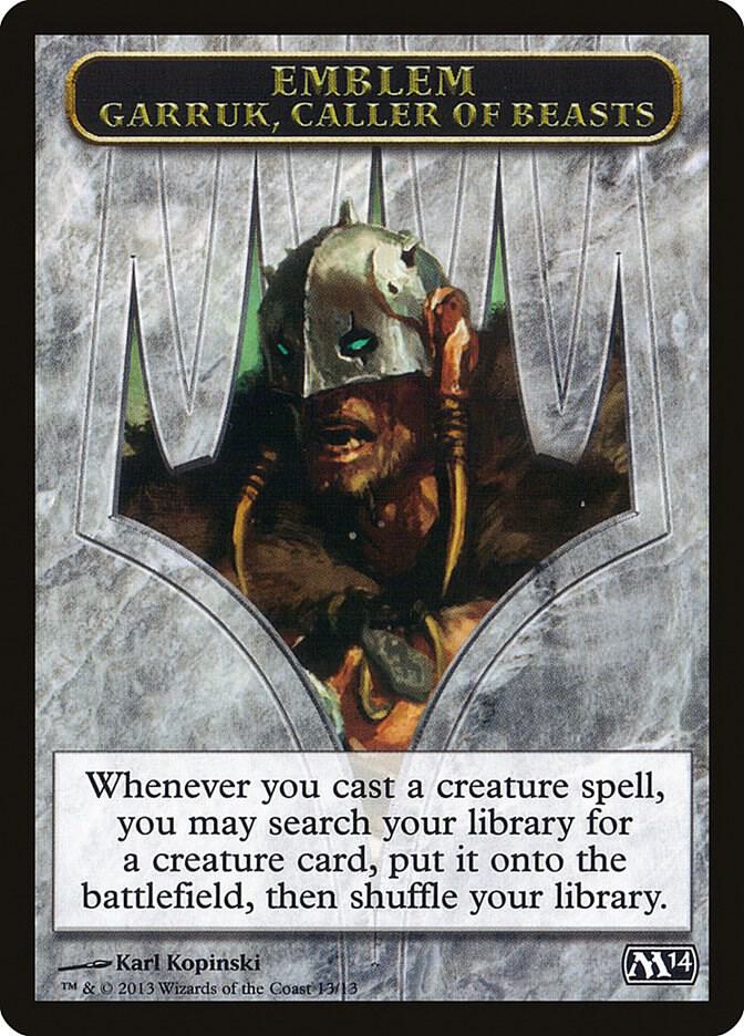 Emblem - Garruk, Caller of Beasts 13 card from Magic 2014 (M14)