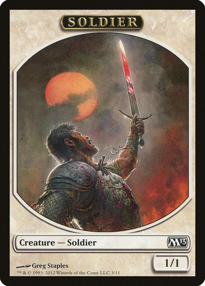 Soldier Token 3 card from Magic 2013 (M13)