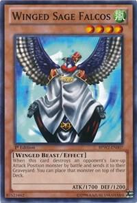 Winged Sage Falcos BPW2-EN007 card from Battle Pack 2: War of the Giants Round 2