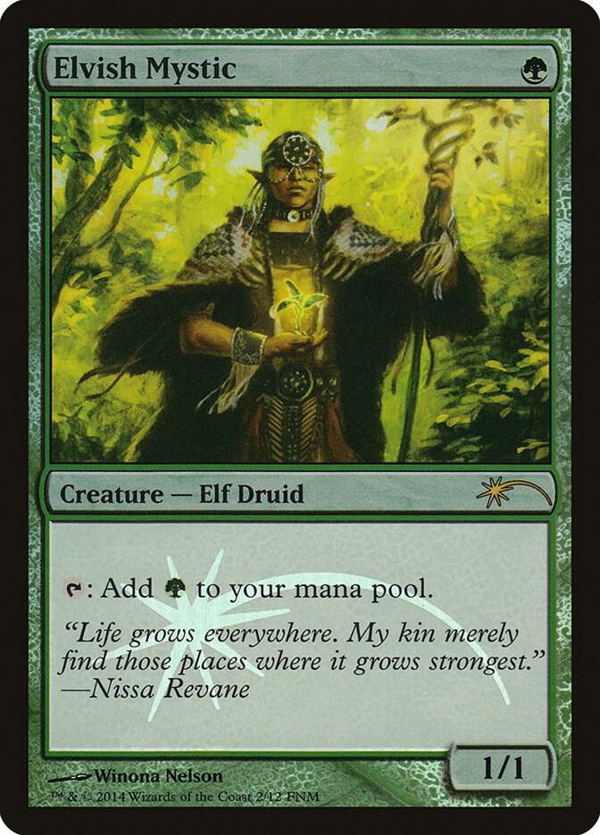 Elvish Mystic 2 card from FNM Promos