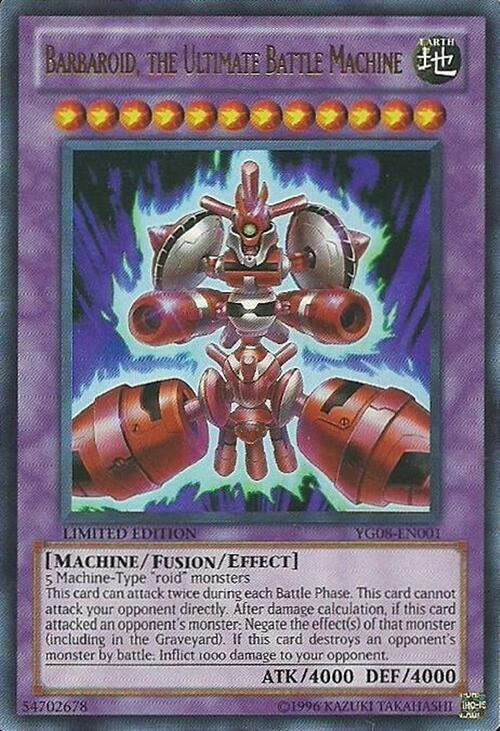 Barbaroid, the Ultimate Battle Machine YG08-EN001 card from Yu-Gi-Oh! GX Manga Promotional Cards