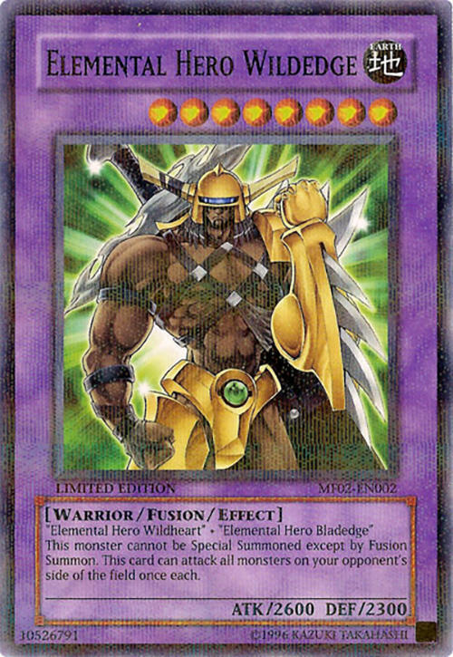 Elemental HERO Wildedge MF02-EN002 card from Mattel Action Figure Promos: Series 2