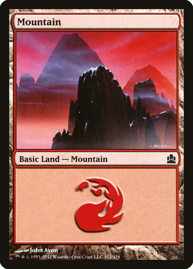 Mountain 312 card from Commander